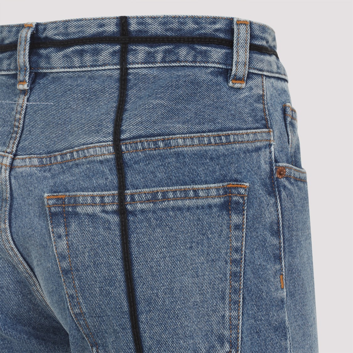 Mm6 By Maison Margiela Flared Blue Jeans With Contrasting Stitching