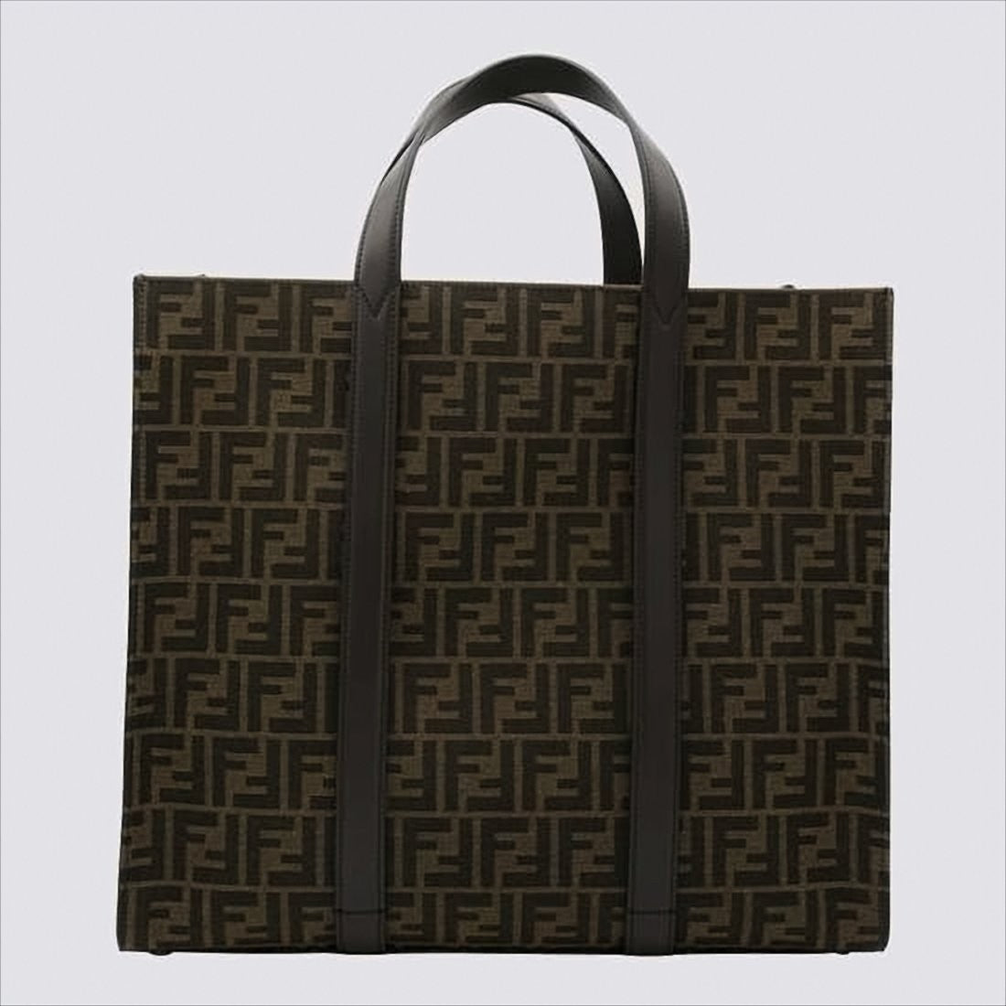 Fendi Structured Dark Brown Monogram Tote Bag With Detachable Strap