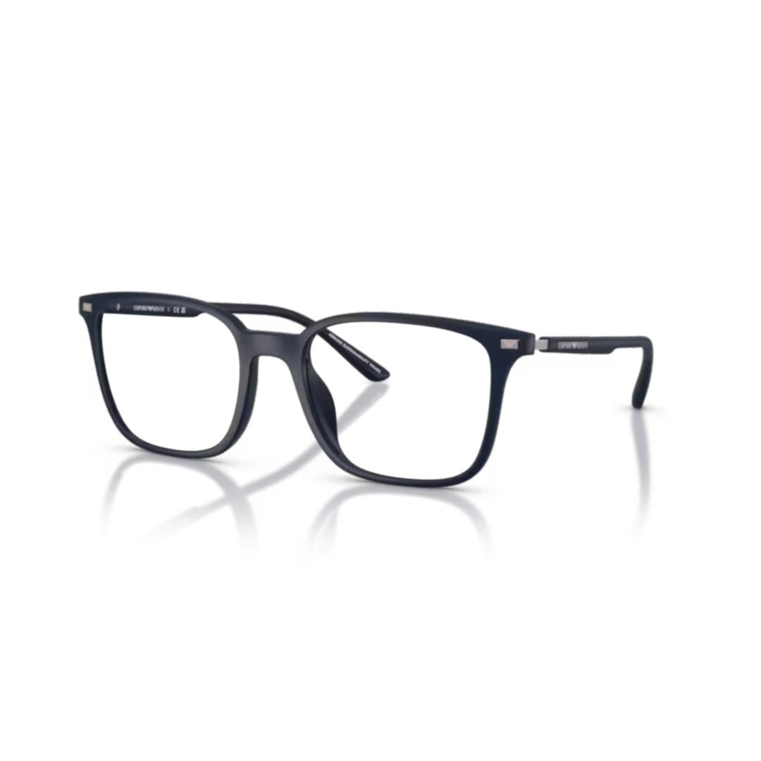 Emporio Armani 0Ea3242u Rectangular Black Eyeglasses With Metallic Accents