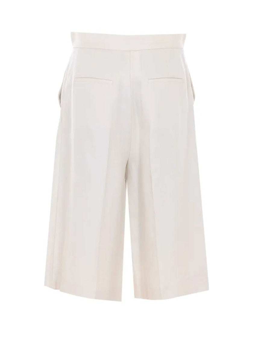 Max Mara Beige Rear Welt Pockets Linen Shorts