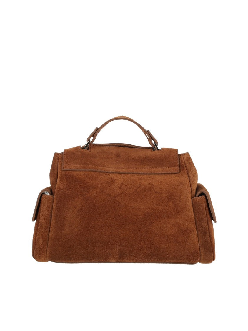 Claudio Orciani Sveva Cargo S Peach + Gold Suede Handbag