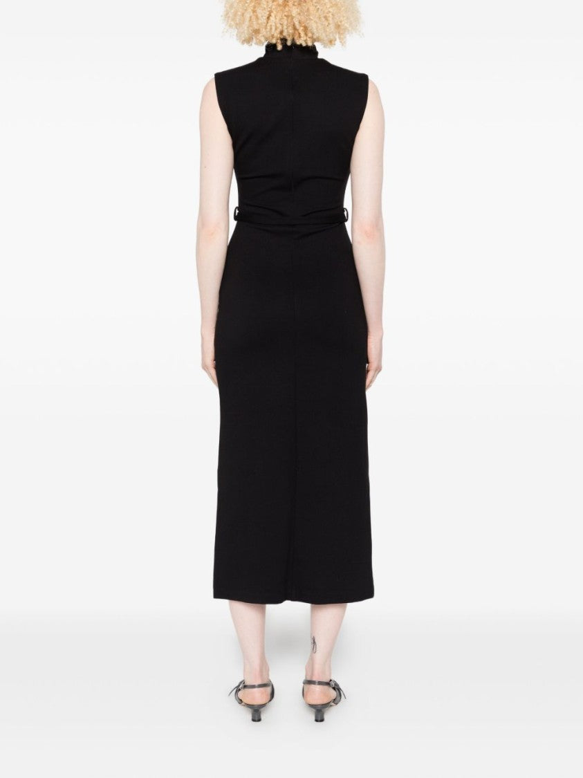 Liu Jo Sleeveless Black Midi Dress With Keyhole Cutout