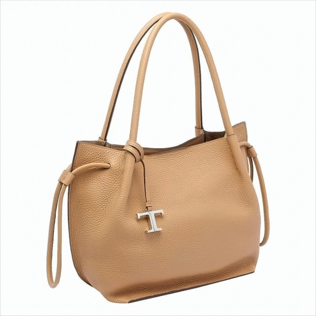 Tod's Textured Leather Shoulder Bag With Refined Metallic Charm