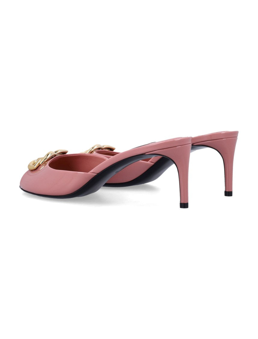 Dolce & Gabbana Polished Pink Mules With Round Open Toe