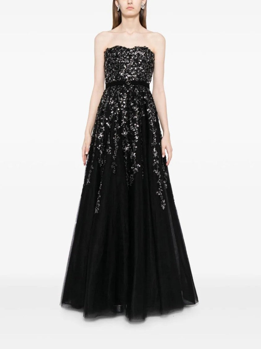 Saiid Kobeisy Tulle Stapless Dress With A Dotted Beading