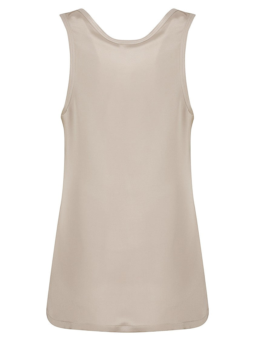 Max Mara Silk Sleeveless Top With Scoop Neckline And Soft Drape