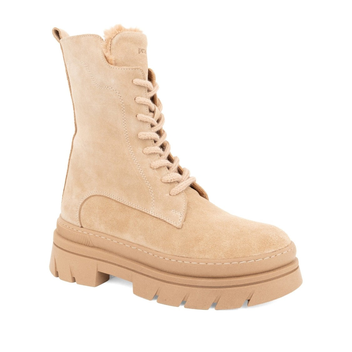 Prato Creativo Brown High Lace-Up Ridged Sole Suede Boots