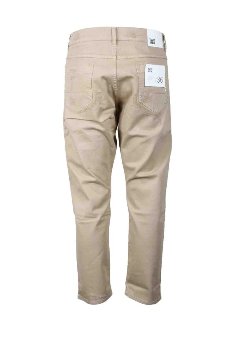 Two Men Brown Cotton Stretch Jeans