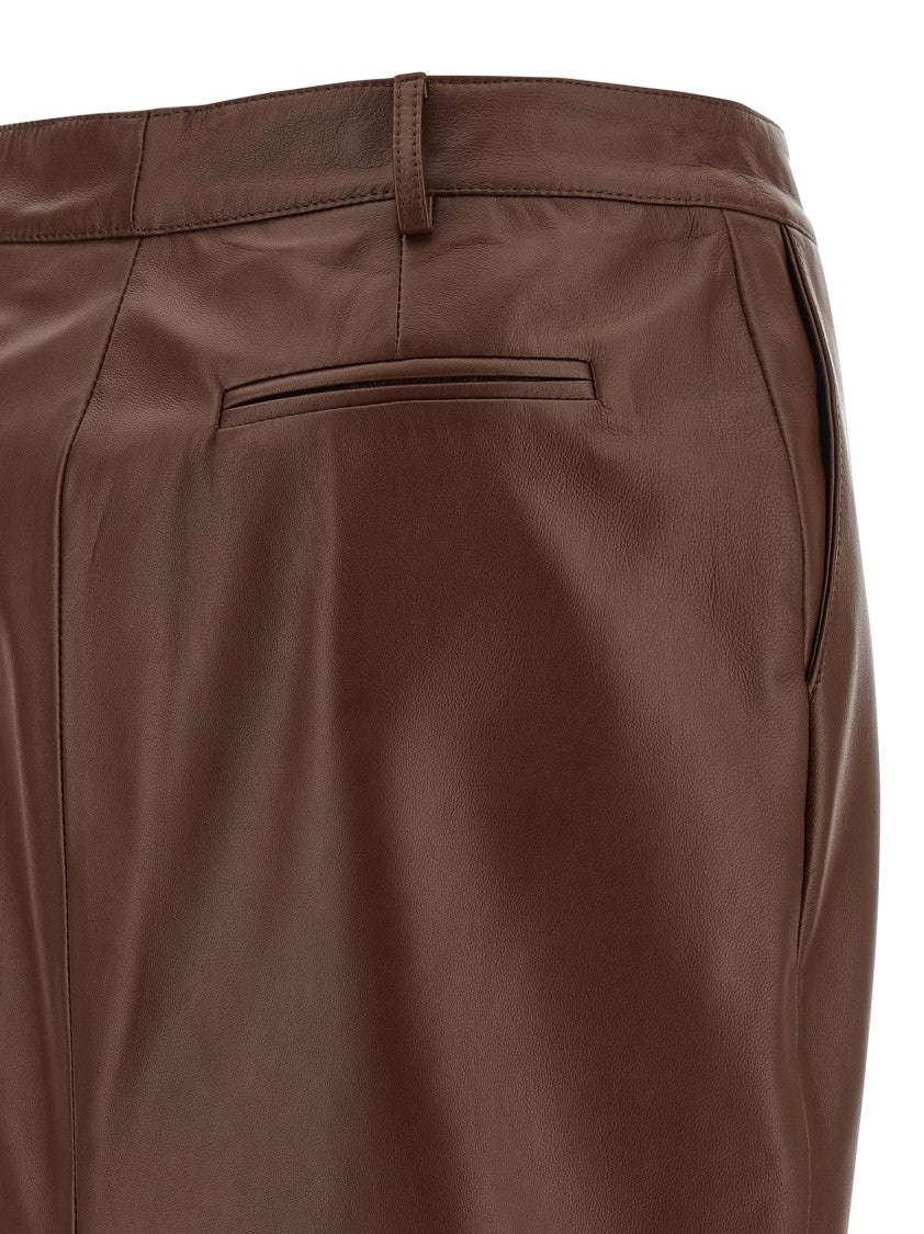 Giuseppe Di Morabito Brown Leather Midi Sheath Skirt