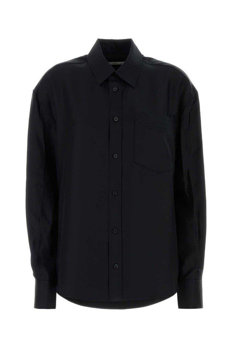 Alexander Wang Black Satin Oversize Shirt