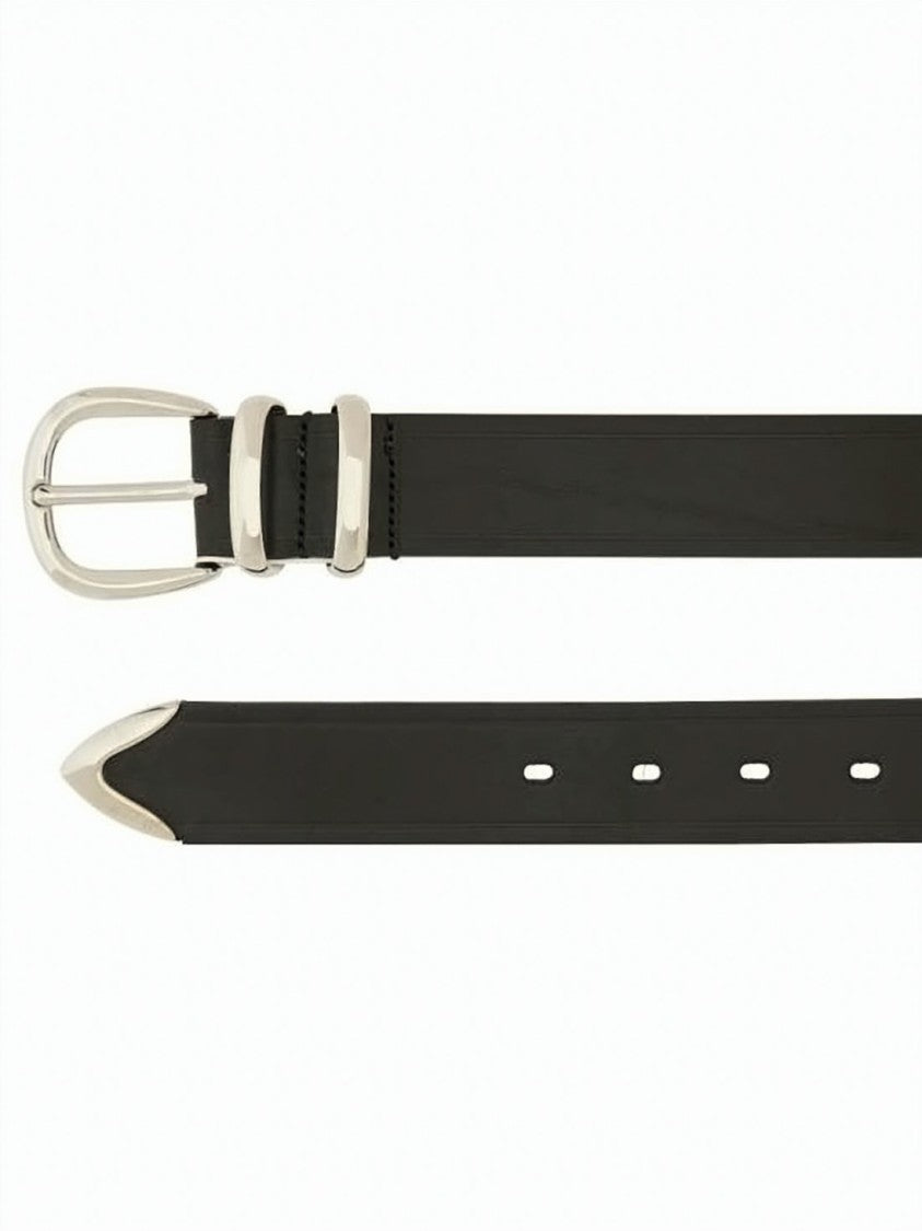Sunflower Smooth Calf Leather Belt With Polished Silver Accents