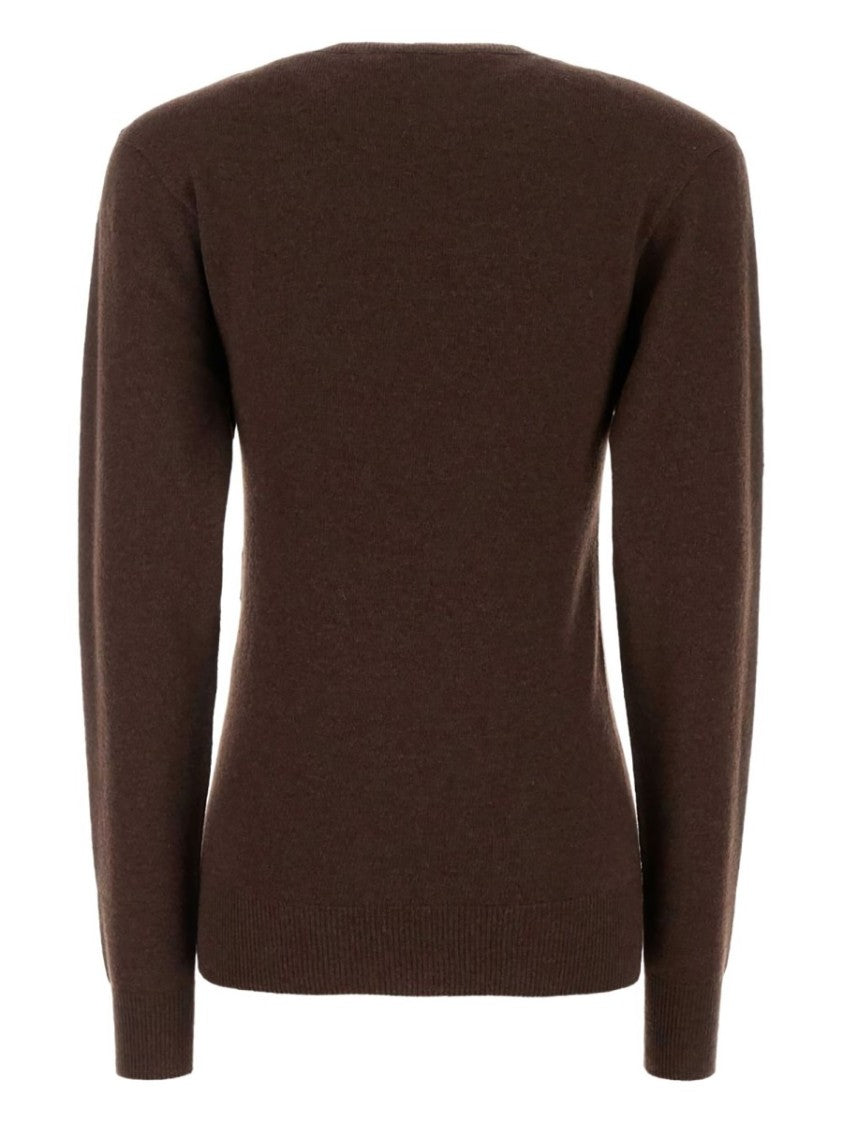 Stella Mccartney Deep Brown Cashmere-Blend Crewneck Sweater