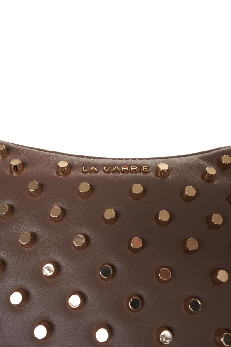 La Carrie Shoulder Bag In Smooth Faux Leather With Metallic Studs
