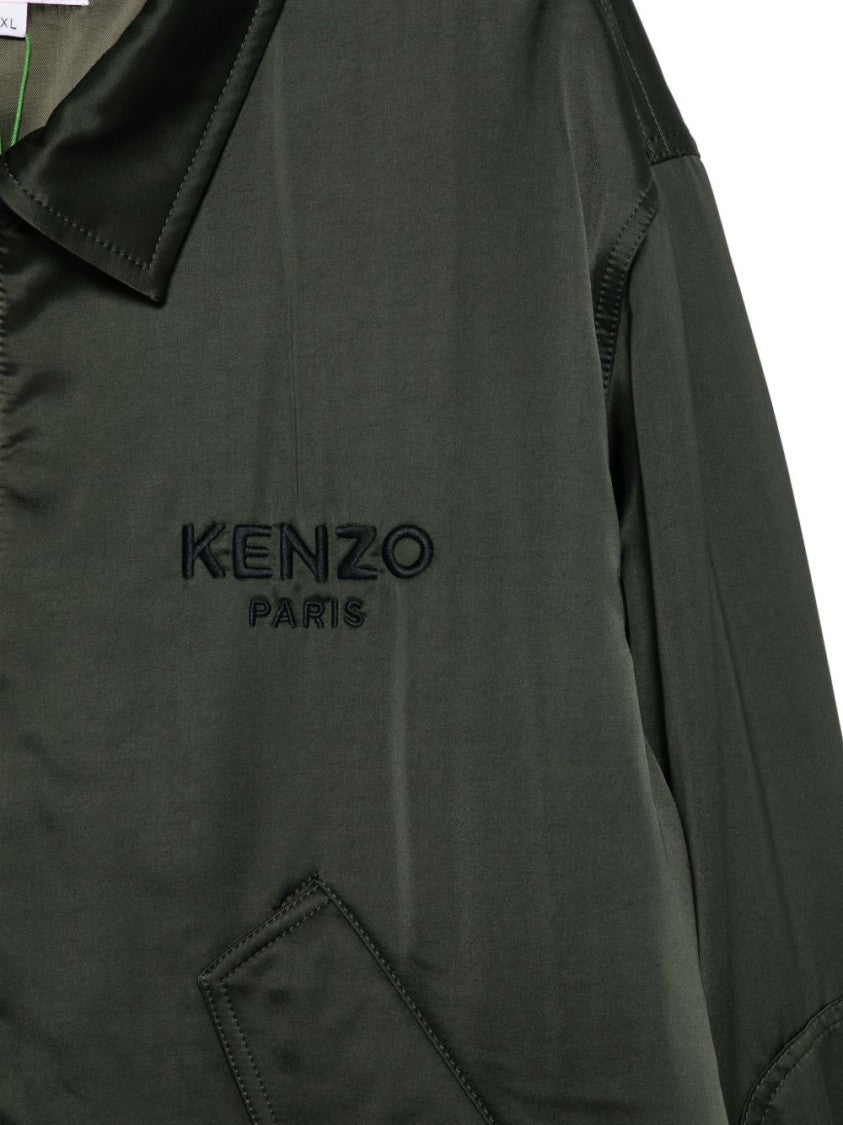 Kenzo Dark Green Satin Embroidered Jacket
