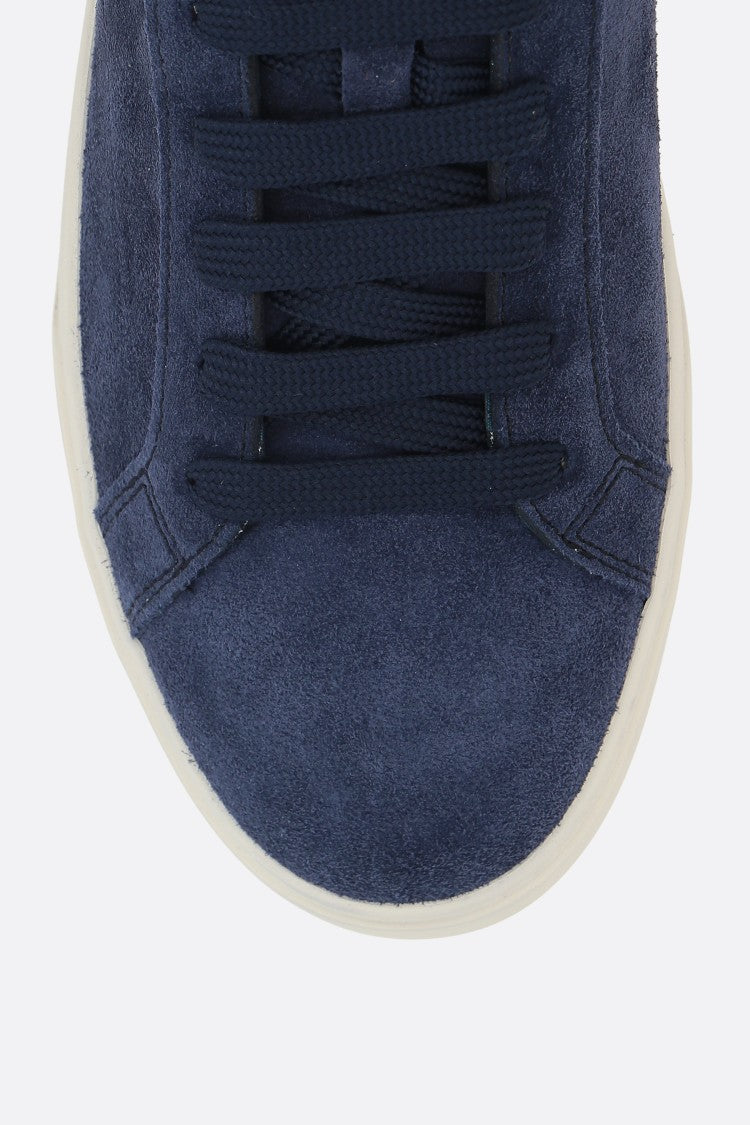 Tod's Deep Navy Suede Low-Top Sneakers With Off-White Sole