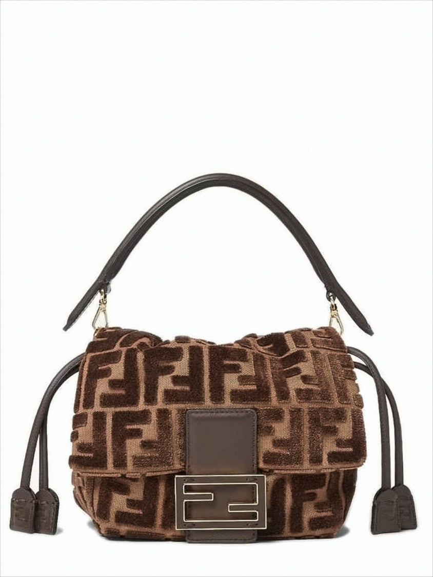 Fendi Textured Brown Fendi Shoulder Bag