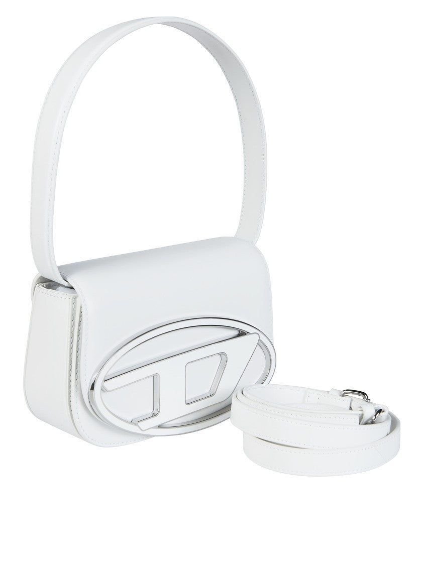 Diesel Pure White 1Dr Metallic Logo Handbag