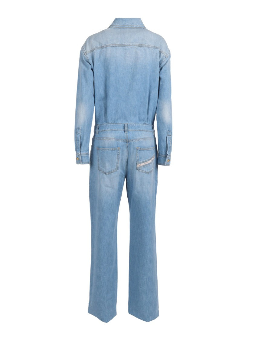 Elisabetta Franchi Light Blue Button Up Jumpsuit