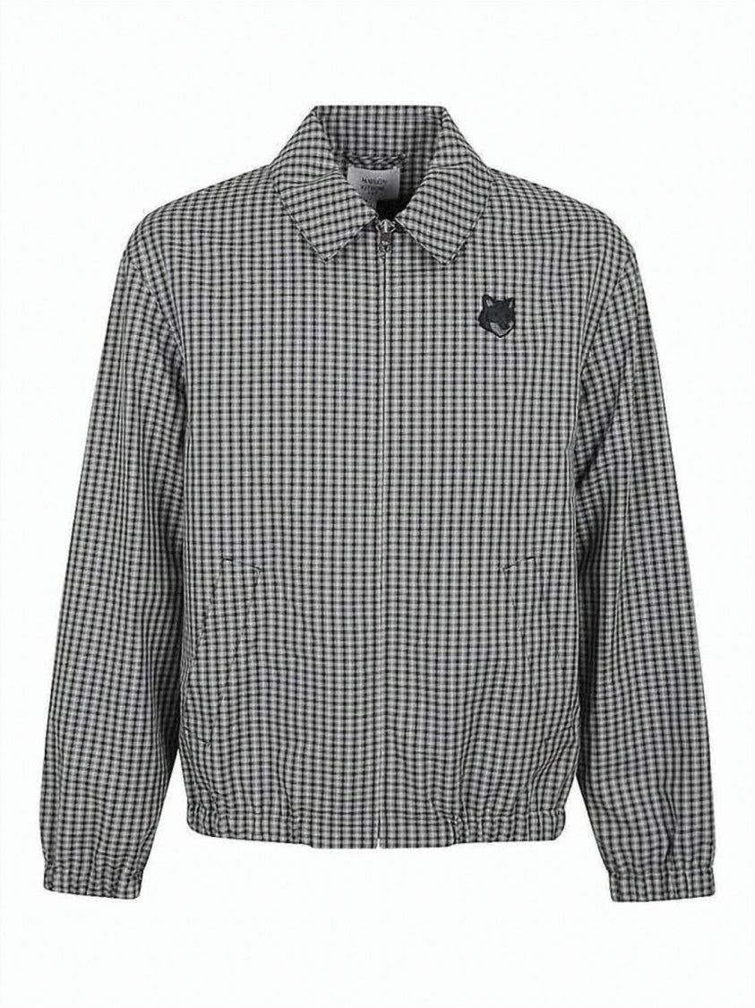 Maison Kitsuné Gingham Check Bomber Jacket With Embroidered Emblem