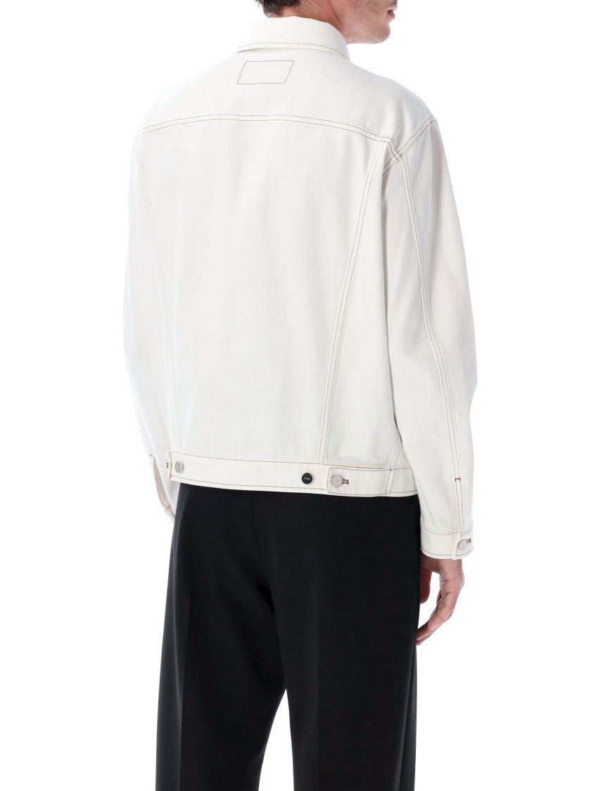 Fendi Structured White Denim Jacket