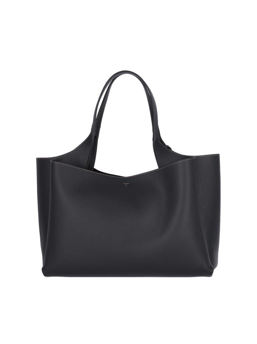 Tod's Black Timeless Hammered Leather Tote Bag