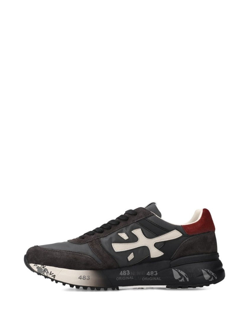 Premiata Black Leather Sneakers With Suede Accents
