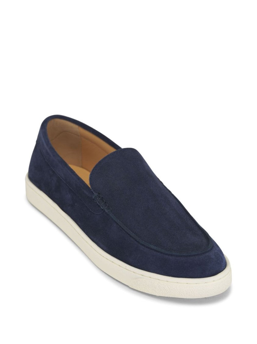 Brunello Cucinelli Blue Leather Loafers With Minimalist Design