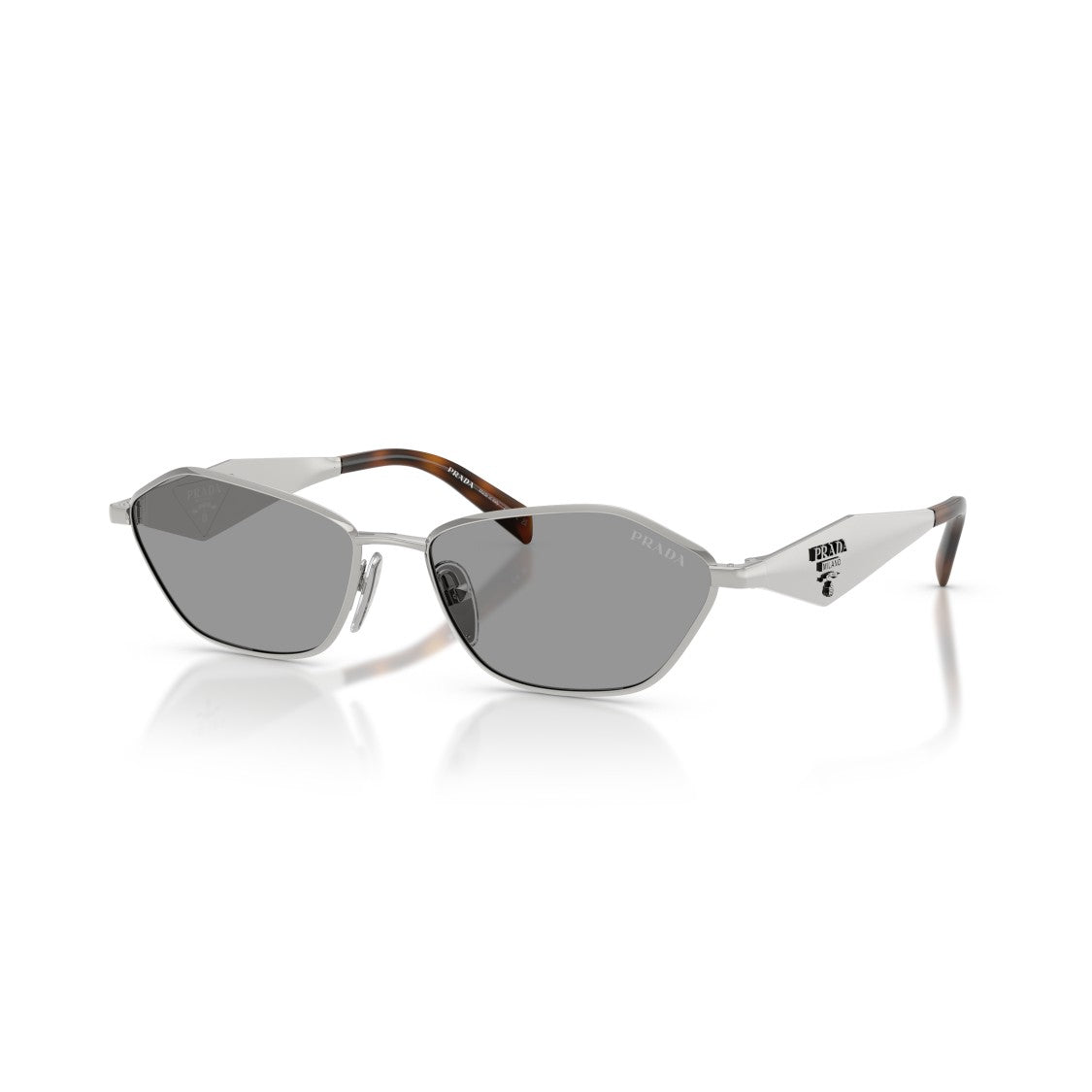 Prada Tortoiseshell Angular Metal Frame Detail Sunglasses