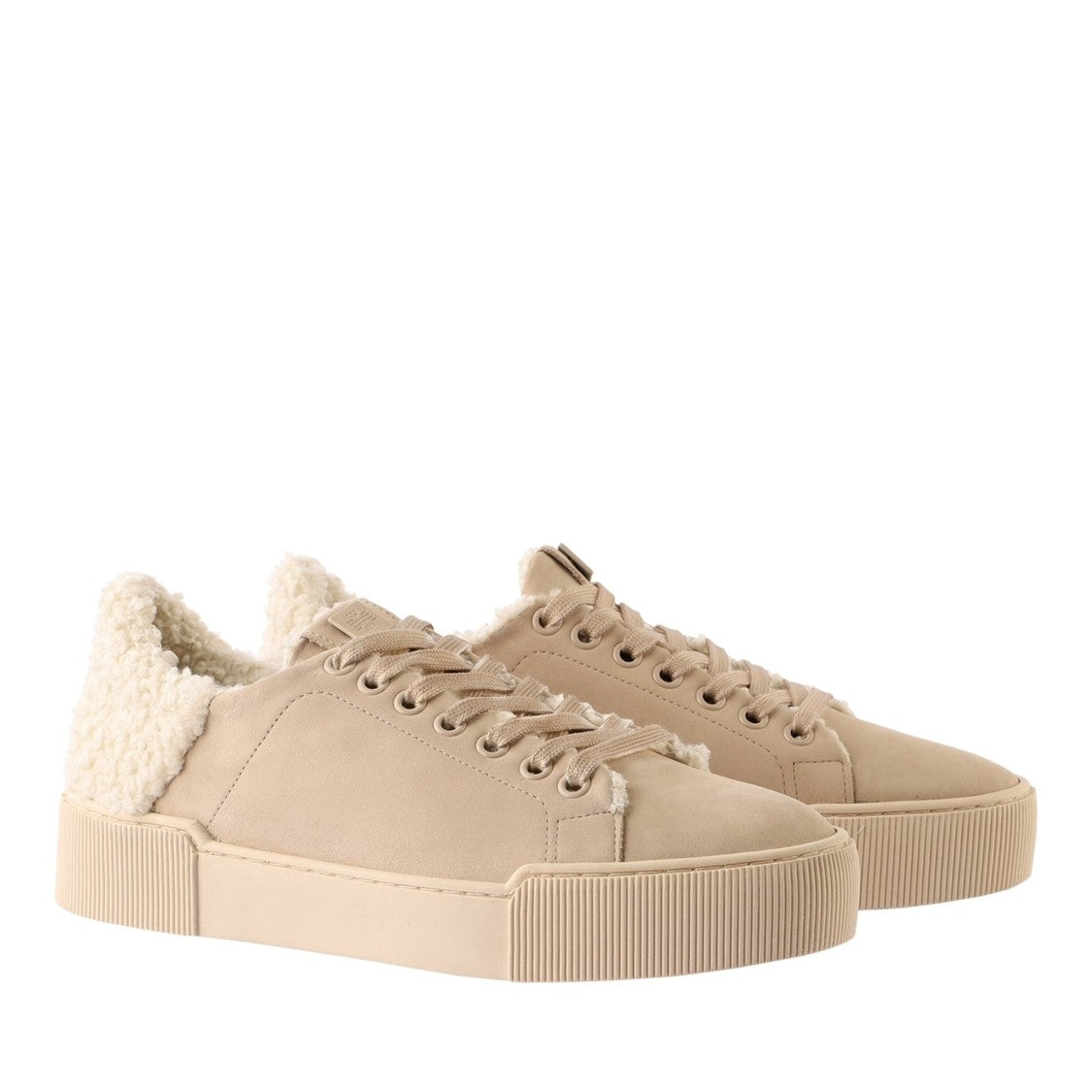 Högl Beige Fluffy Nubuck Wedge Sneakers