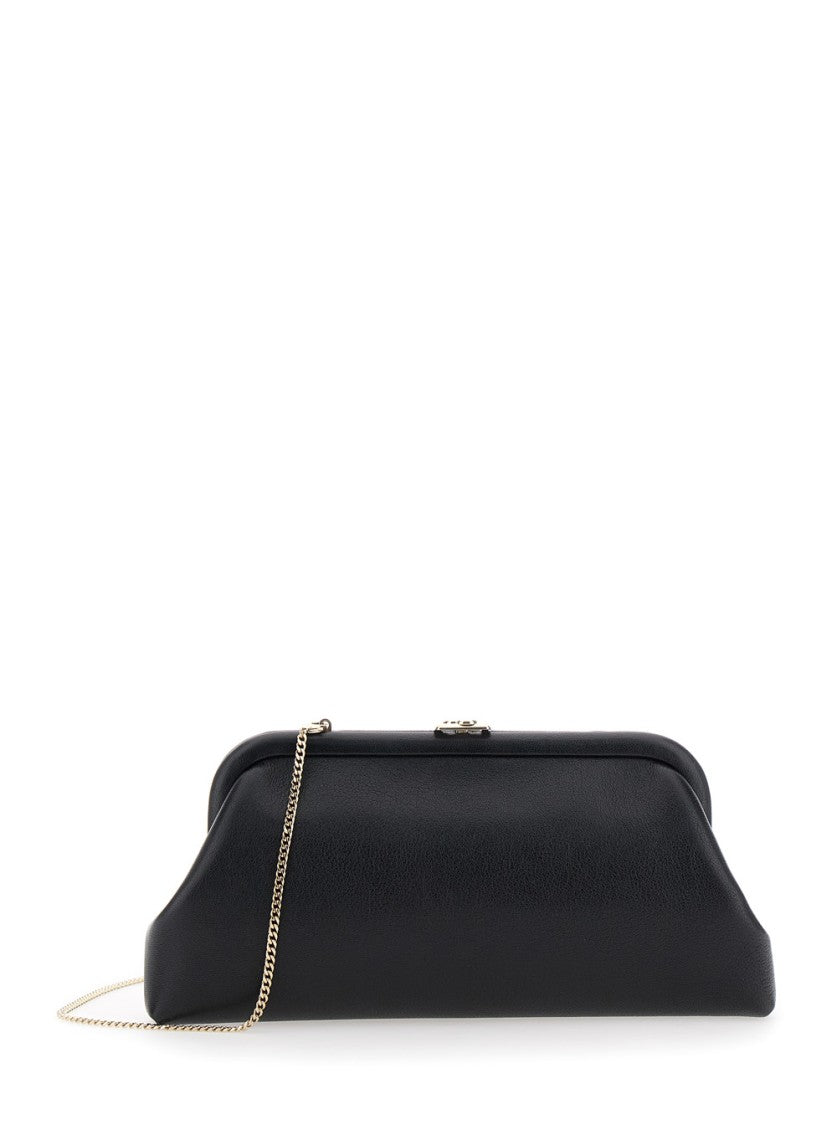Jimmy Choo Skylar Structured Black Clutch Bag