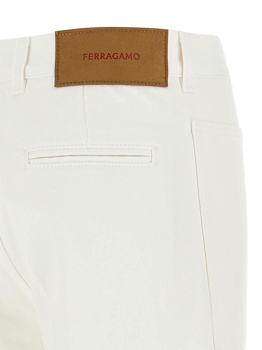Ferragamo Wide Leg Garment-Dyed Cotton Denim Jeans