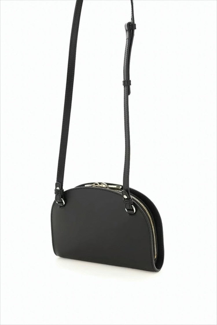 A.P.C. Semi-Circular Black Leather Crossbody Bag