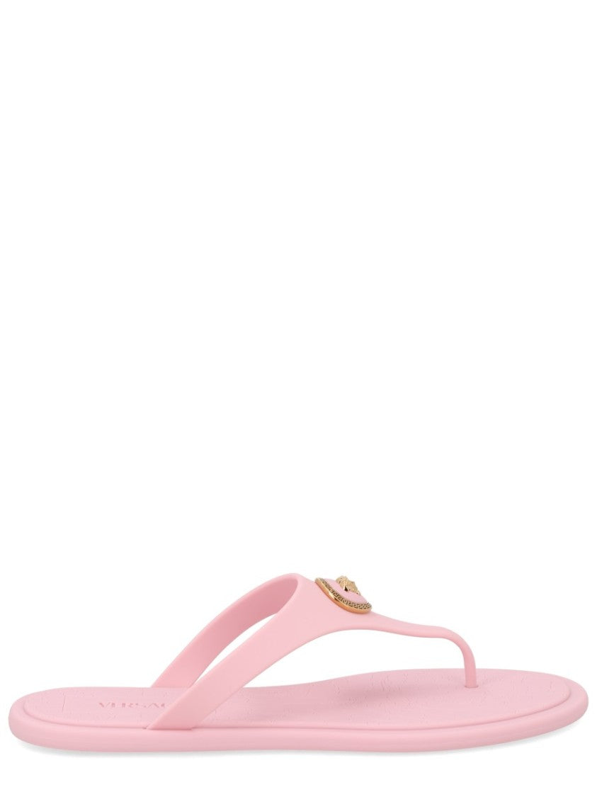 Versace Pink Medusa Emblem Tpu Thong Sandals