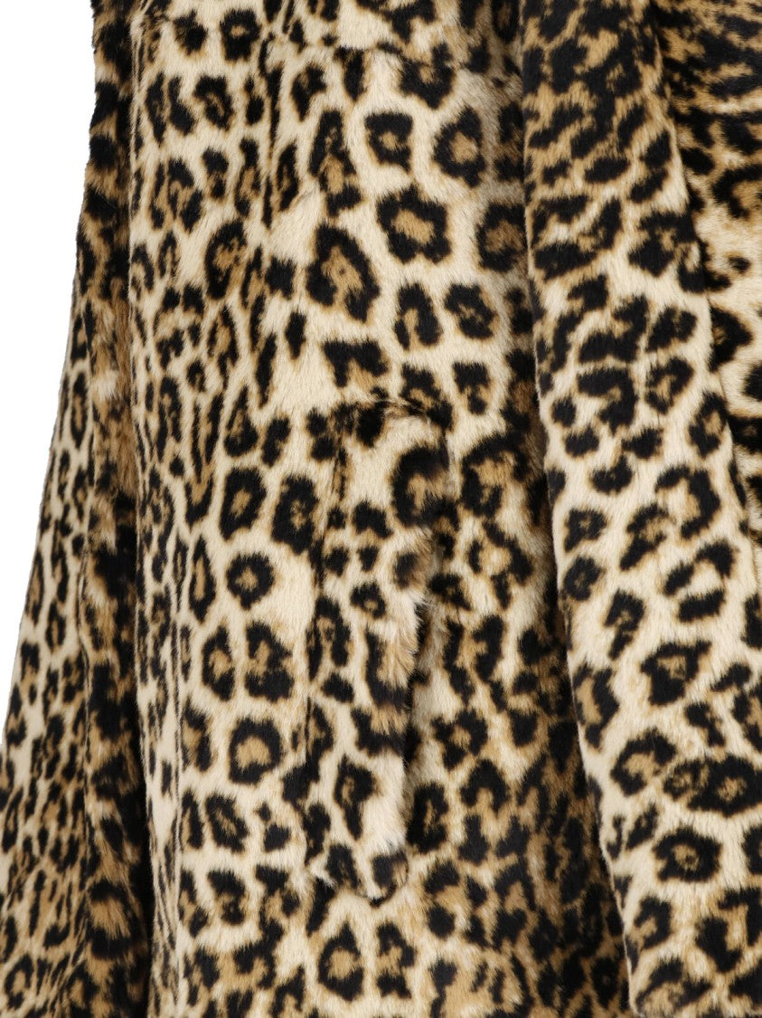 Givenchy Multicolor Leopard Print Faux Fur Coat With Adjustable Collar