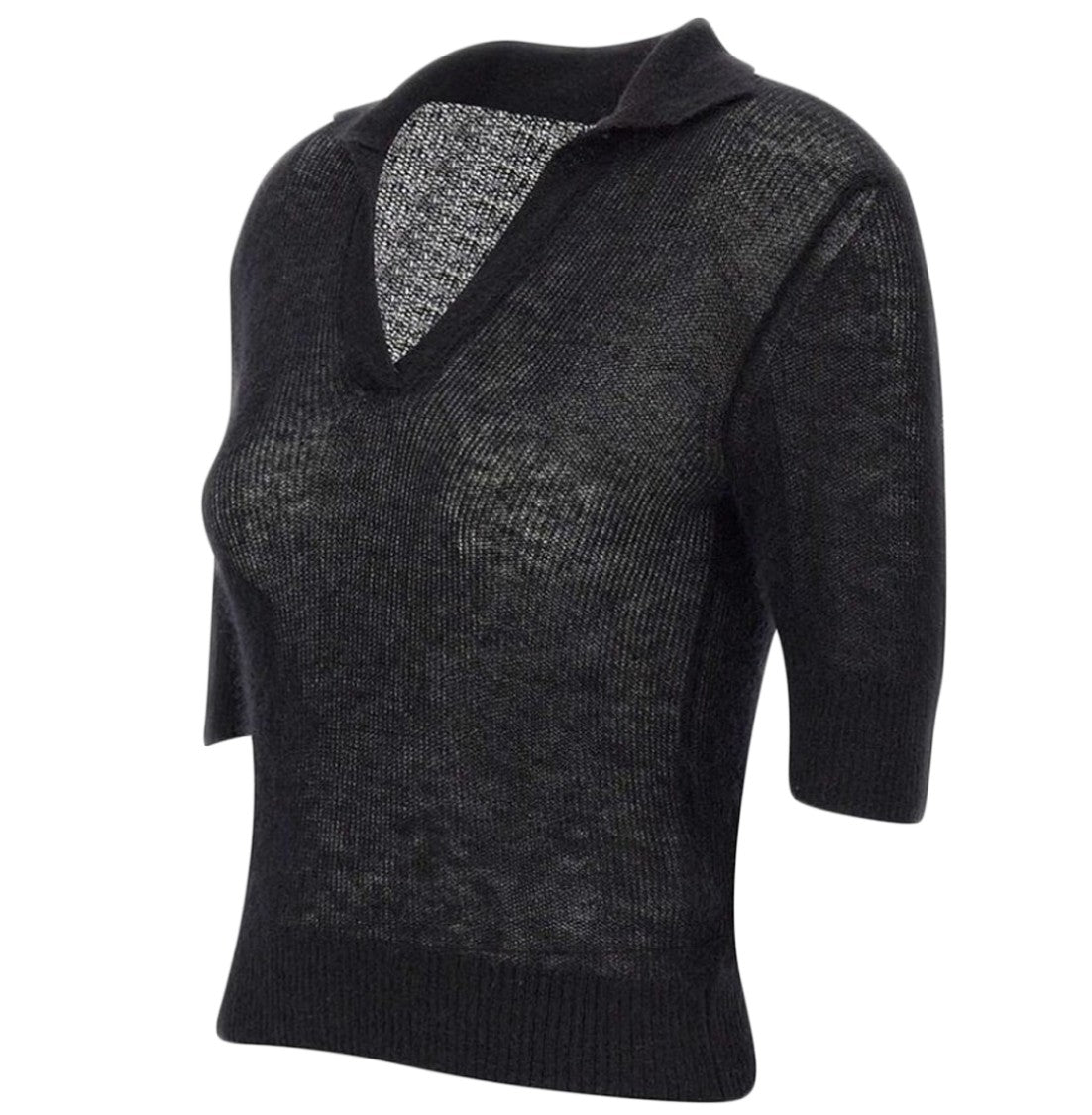 Max Mara Semi-Sheer Knit Sweater With Deep V-Neckline