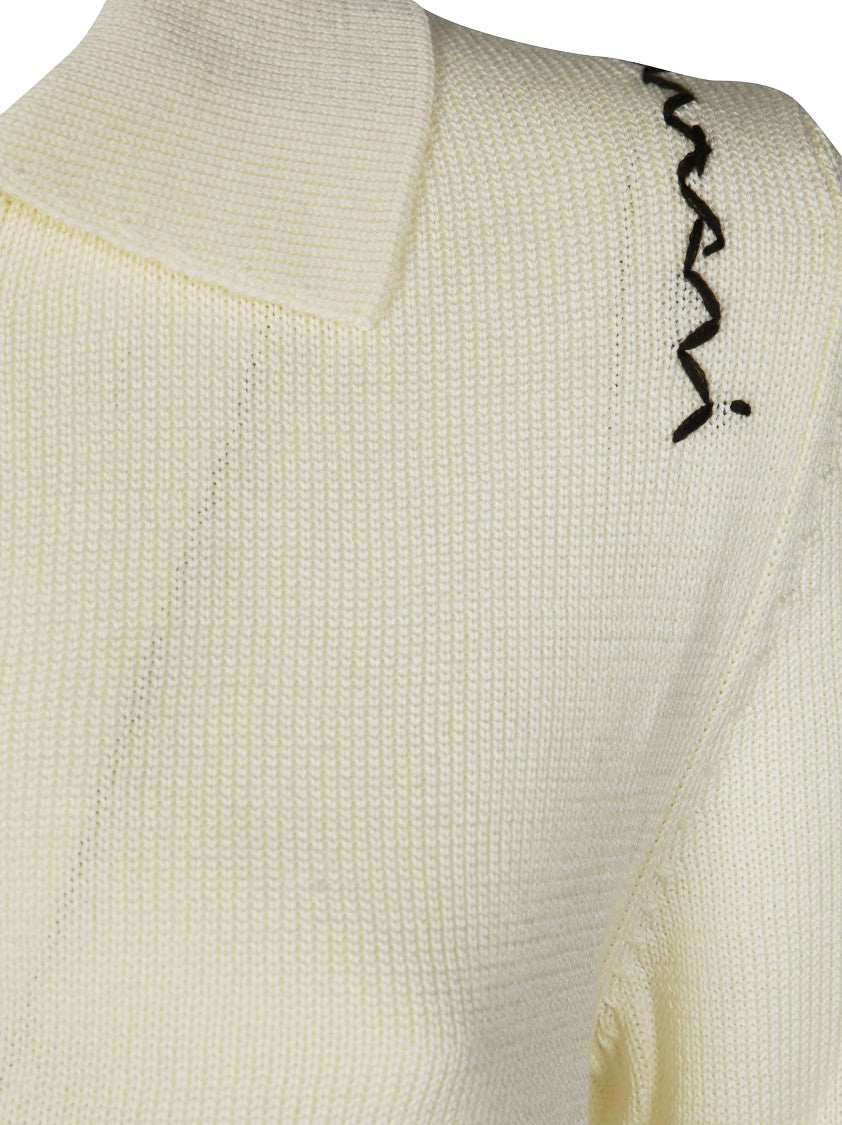 Marni Textured Button-Up Cardigan With Embroidered Detail