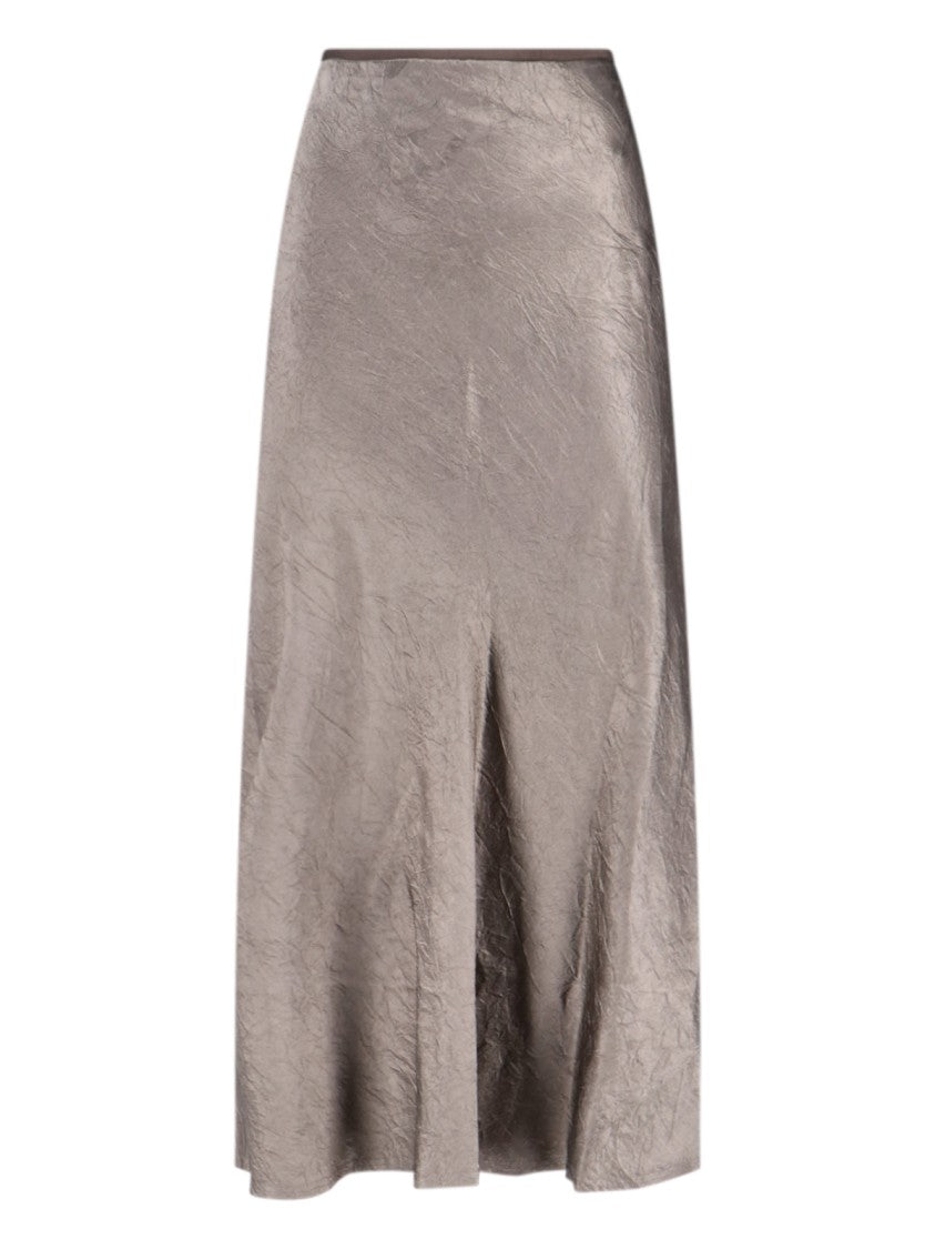 Maison Margiela Pleated Satin Midi Skirt With Distinctive Stitching