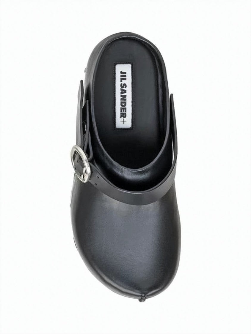Jil Sander Black Leather Mules With Sole