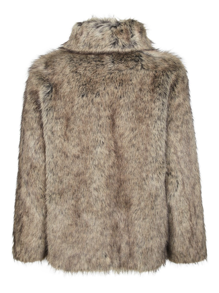 Liu Jo Faux Fur Coat With High Collar And Voluminous Silhouette