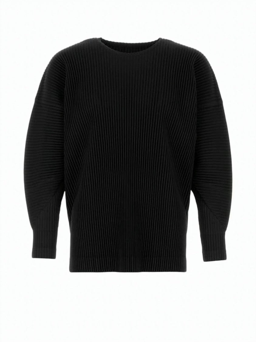 Homme Plissé Issey Miyake Finely Pleated Long-Sleeve Top With Round Neckline
