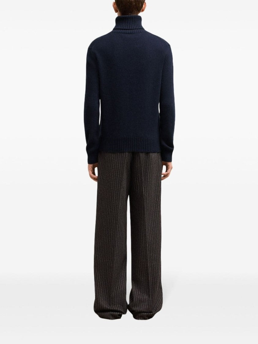 Ami Paris Cashmere-Wool Blend Sweater With Signature Monogram Motif