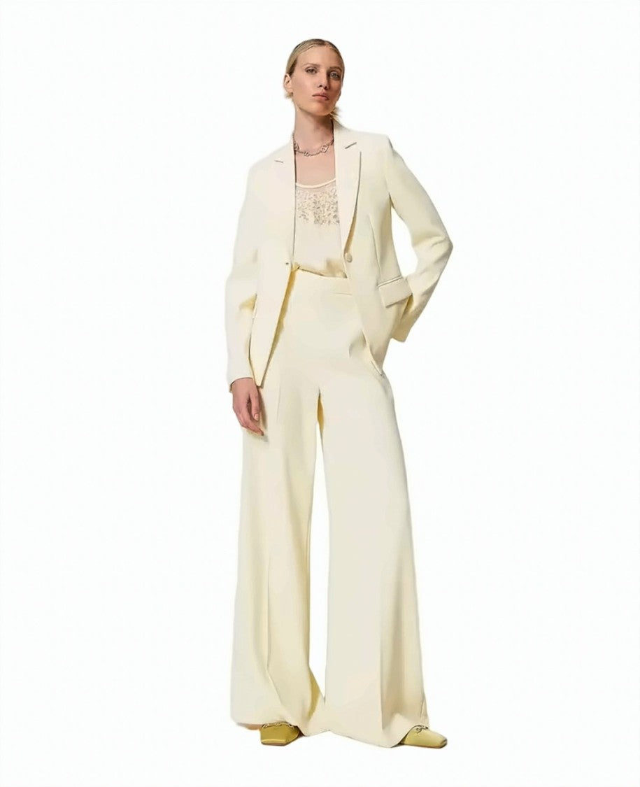 Twin-Set Crêpe Fluid Stretch Side-Zip Palazzo Pants