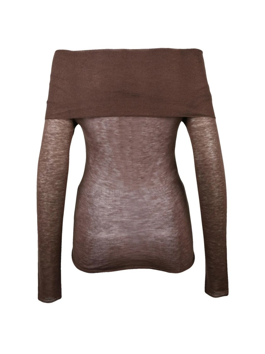 Alysi Brushed Knit Sweater With Off-The-Shoulder Neckline
