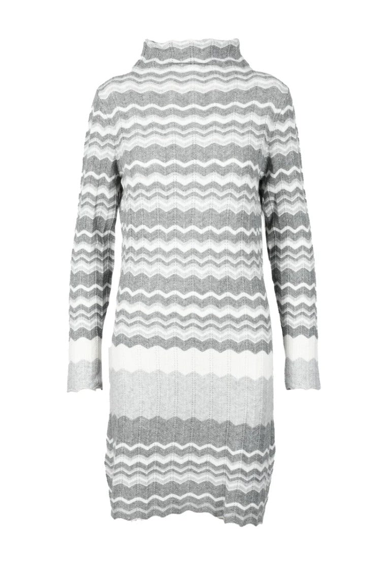 Rocco Ragni Merino Wool Dress White/Grey