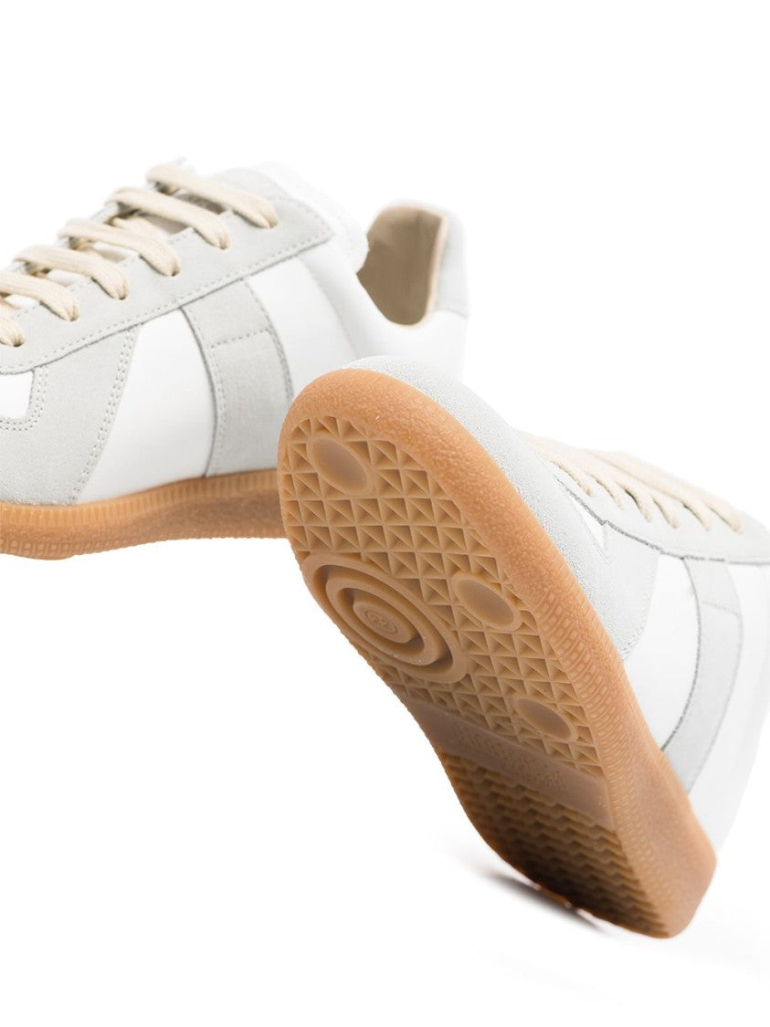 Maison Margiela White Sneakers With Textured Panels And Gum Rubber Sole