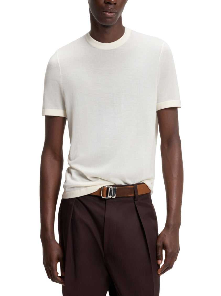 Boss Short-Sleeved Knit Top With Crew Neckline