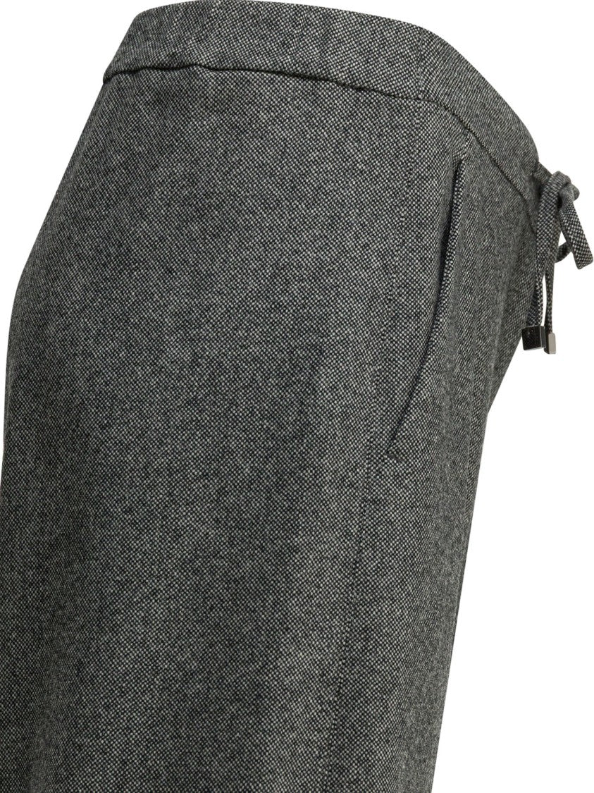 Max Mara Straight-Leg Grey Trousers With Textured Wool-Cashmere Blend