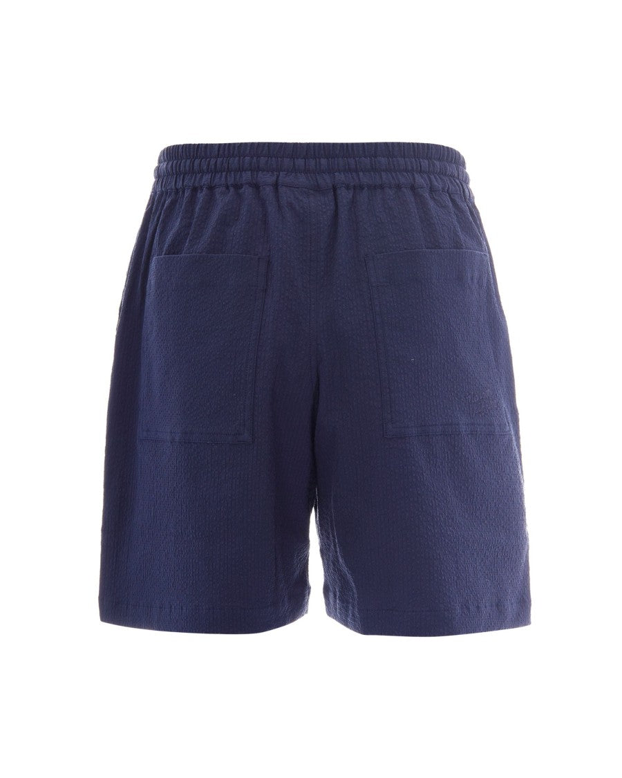Maison Kitsuné Elasticated Seersucker Shorts With Handwritten Detail