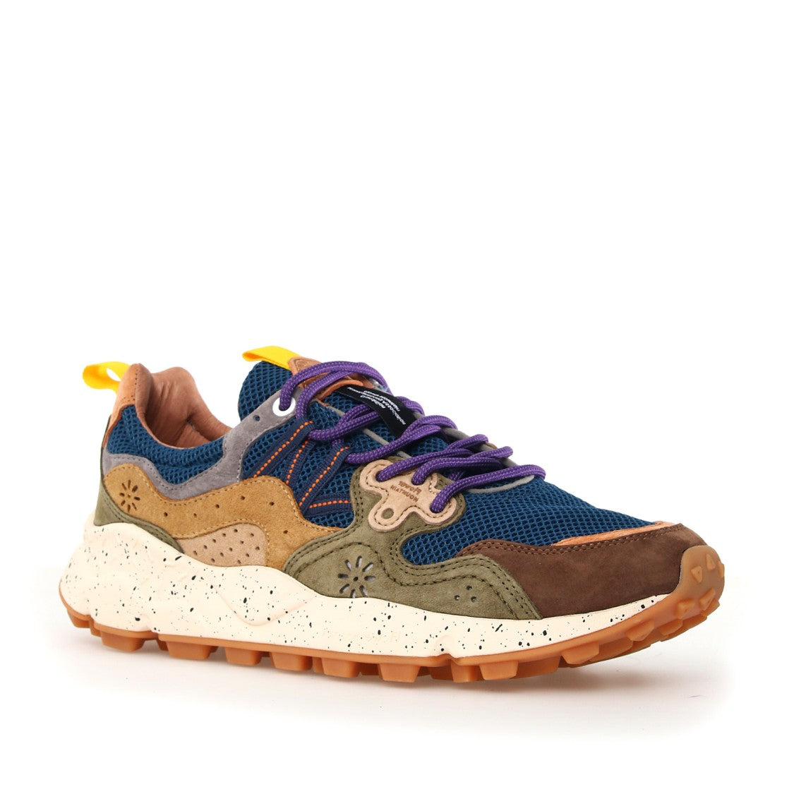 Flower Mountain Brown Ochre Green Suede Yamano Sneakers