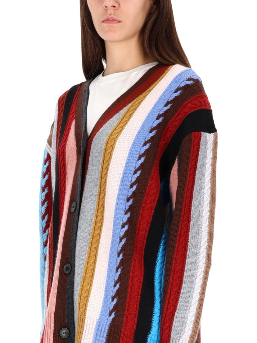 Paul Smith Cable Knit Vertical Stripe Cardigan